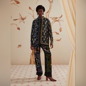 Farm Rio Black Winter Garden Pajama Pants